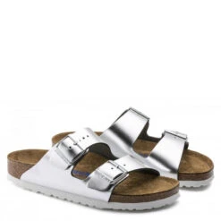 Birkenstock Women's Arizona Softbed Leather In Metallic Silver (Narrow Width) 9 Birkenstock Women's Arizona Softbed Leather In Metallic Silver (Narrow Width) -Shoe Style Shop 1 0 1005961 pair 1100x