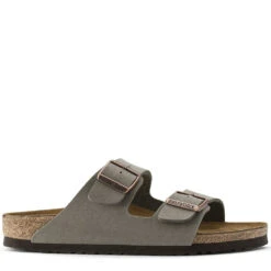 Birkenstock Arizona Birkibuc In Stone (Narrow Width)