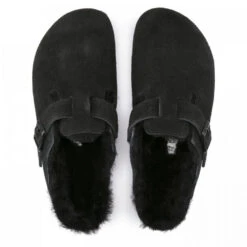 Birkenstock Boston Shearling Suede Leather In Black -Shoe Style Shop 2 5 259883 top 1100x
