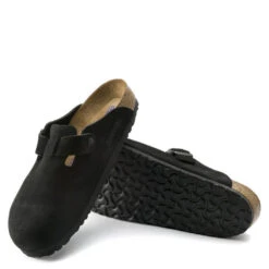 Birkenstock Boston Softbed Suede Leather In Black -Shoe Style Shop 660471 4 1100x