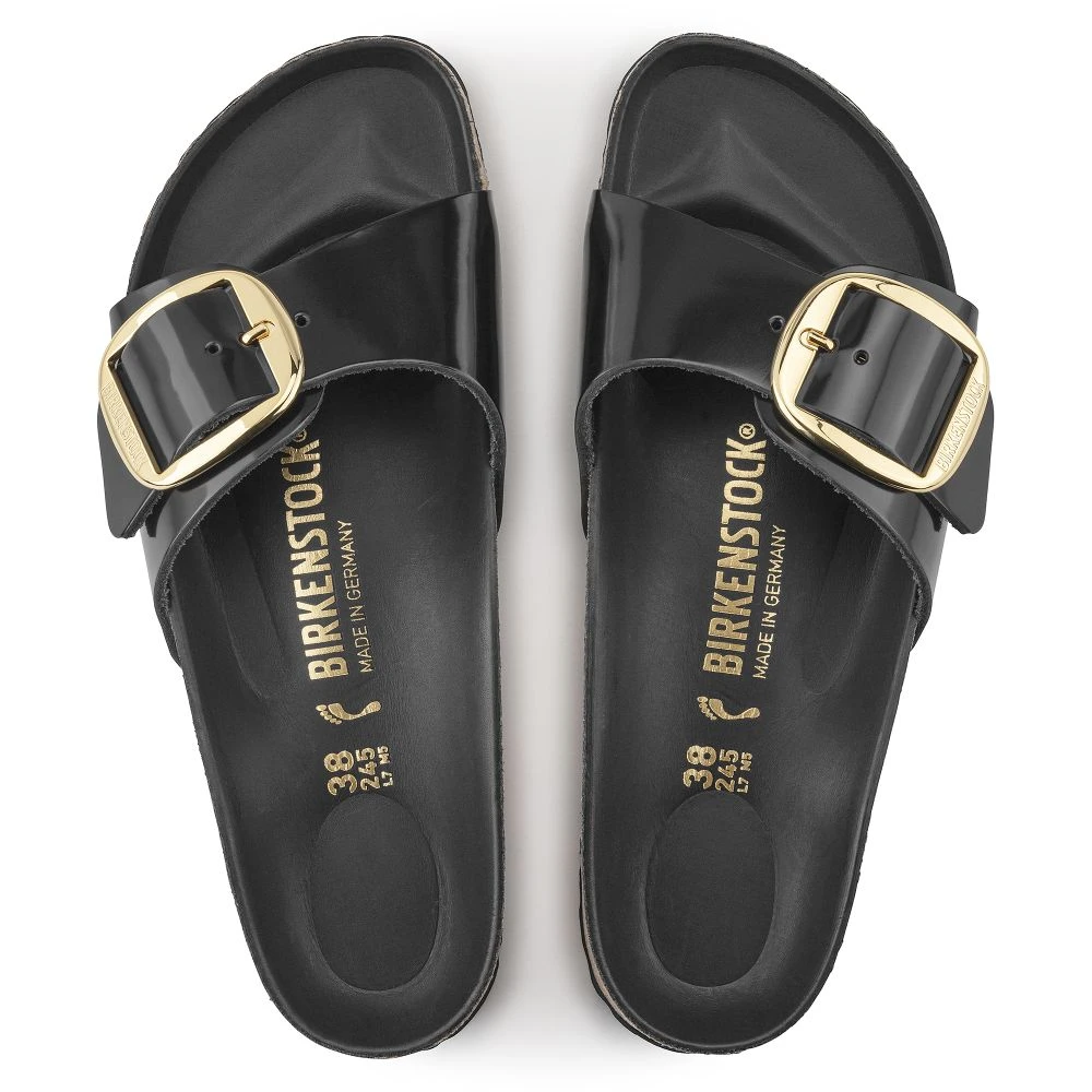 Birkenstock Women's Madrid Big Buckle Oiled Leather In High Shine Black (Narrow Width) 5 Birkenstock Women's Madrid Big Buckle Oiled Leather In High Shine Black (Narrow Width) - Image 3