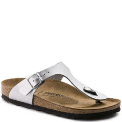 Birkenstock Gizeh Birko-Flor In Silver -Shoe Style Shop b i birkenstock gizeh birk flor silver 43853 2 1100x