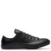 Converse Chuck Taylor All Star Mono Leather Low Top In Black Monochrome -Shoe Style Shop c o converse chuck taylor all star monochrome leather low top black 135253 1 1100x