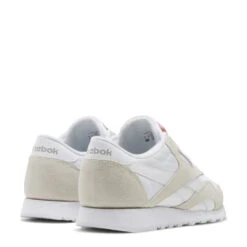 Reebok Women's Classic Nylon In White/Light Grey -Shoe Style Shop fv4507 6 footwear photography back lateral top view white 1100x